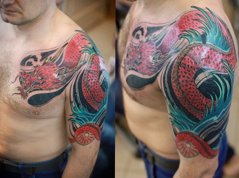 Татуировка дракон в восточном стиле