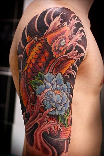 Татуировка японский карп мужская