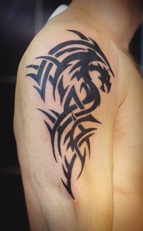 Татуировка Дракон в стиле Трайбл